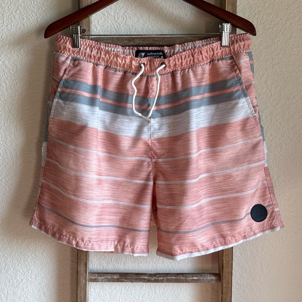 Surfmentality Striped Board Shorts Mens Sz: Large
